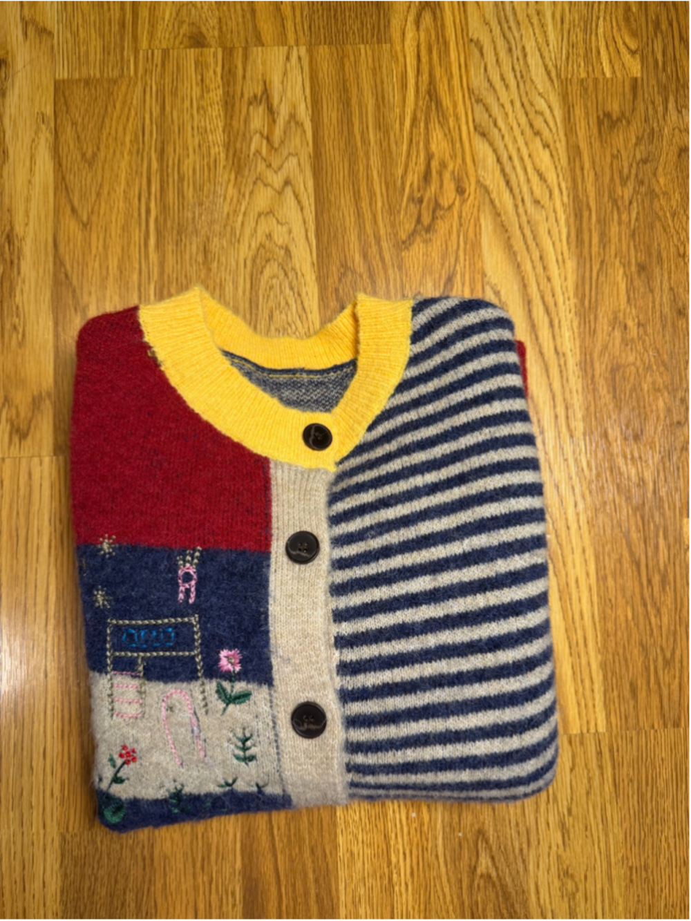 Cottage Core Teacher Cardigan Sweater Embroidered Wool Adorable